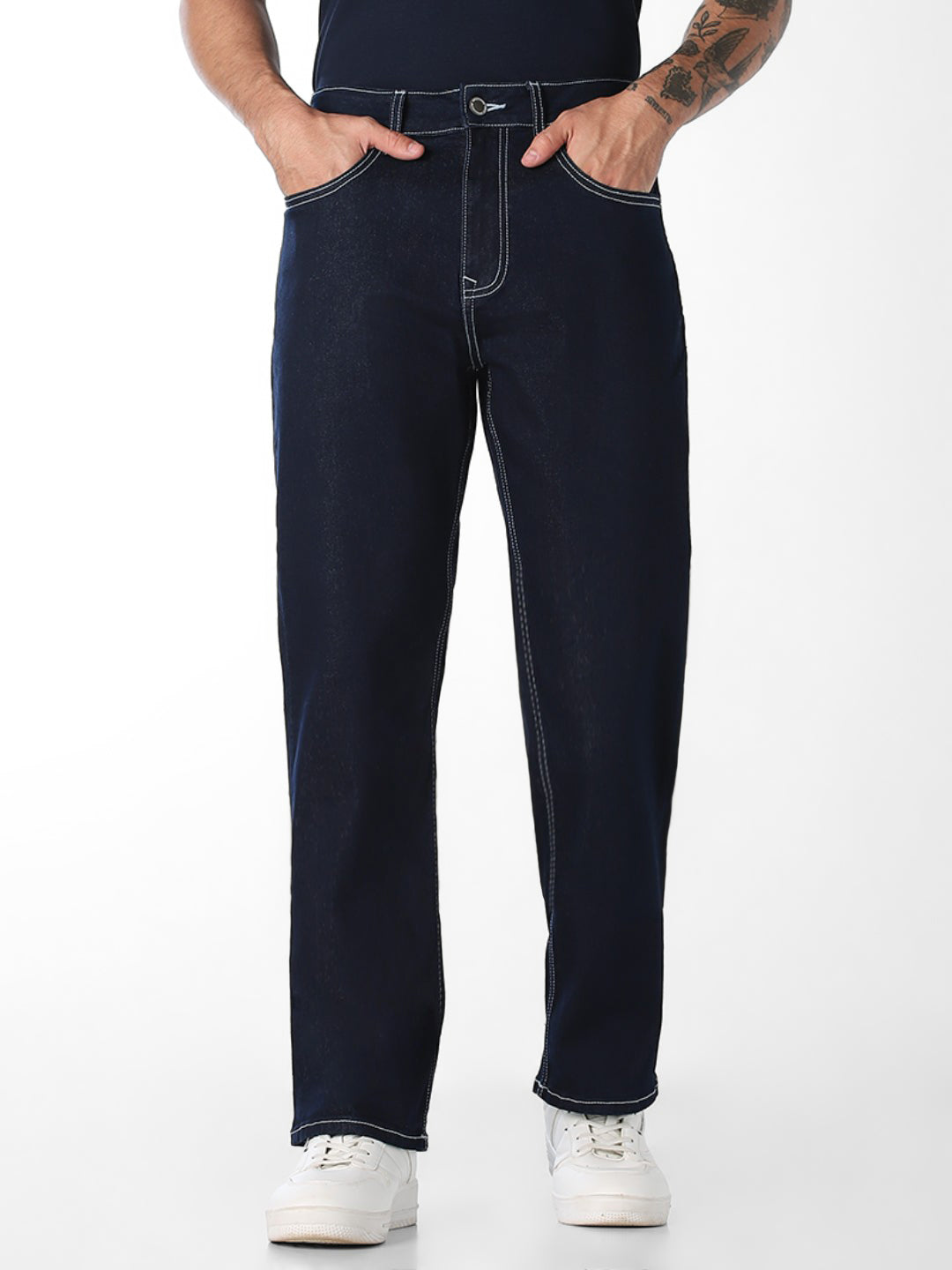 Men Bootcut High-Rise Stretch Jeans In Medium Blue - 30/30