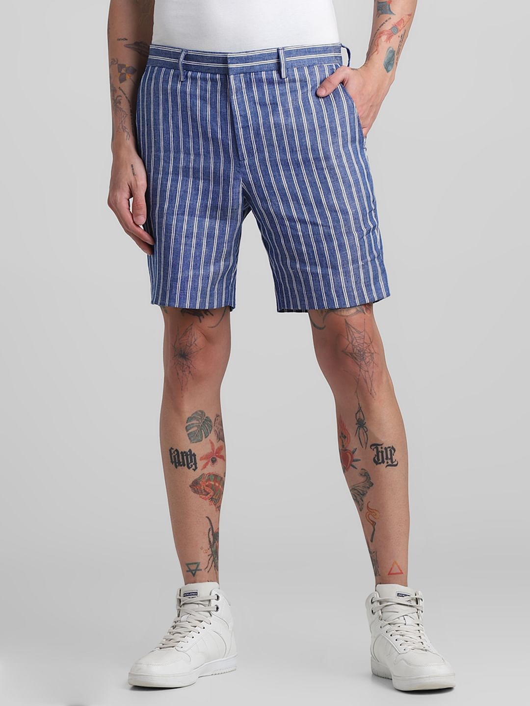 Blue Striped Co-ord Set Shorts - 46