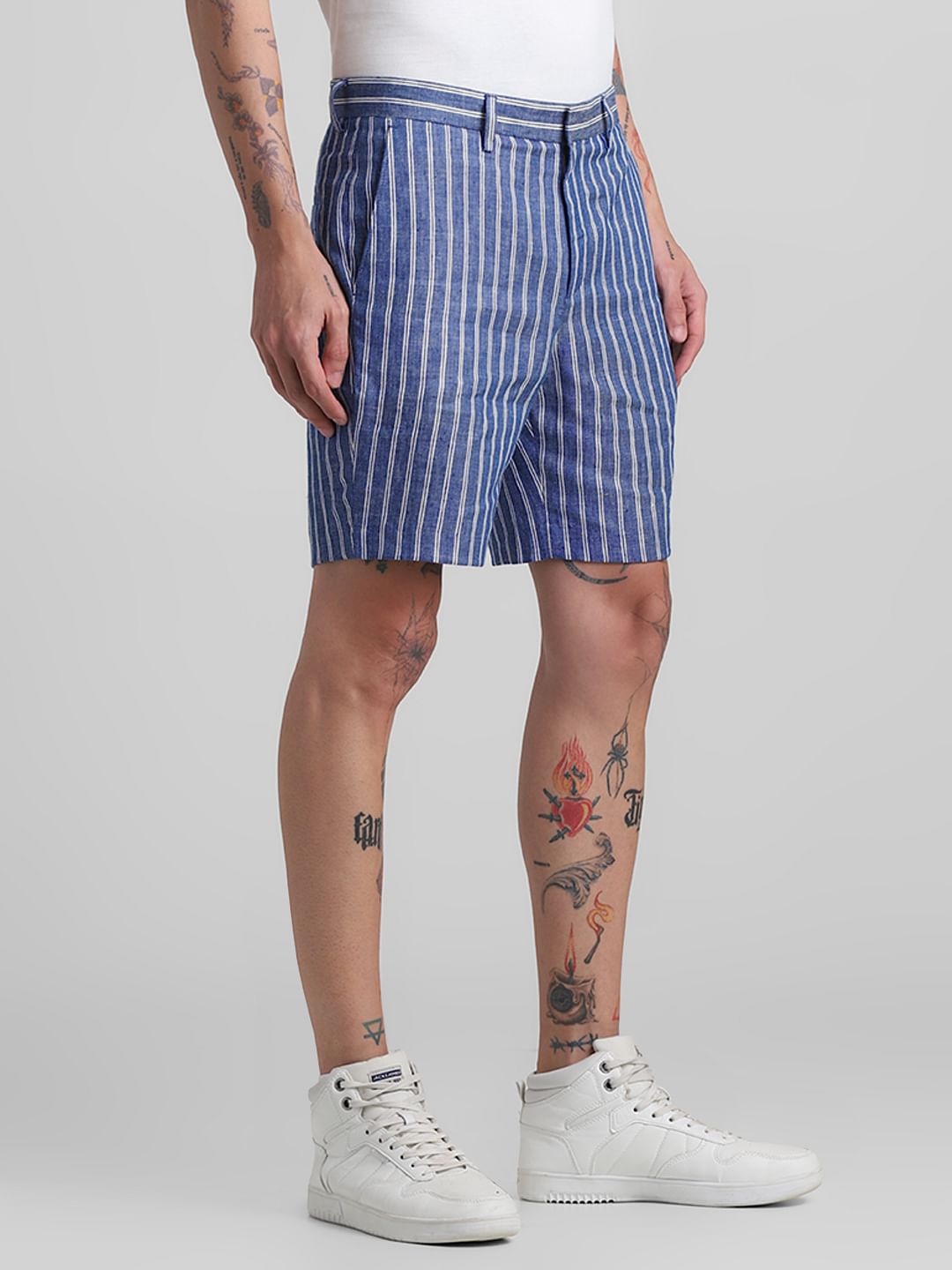 Blue Striped Co-ord Set Shorts