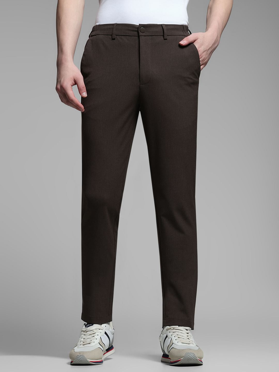 Brown Low Rise Tailored Trousers - 46