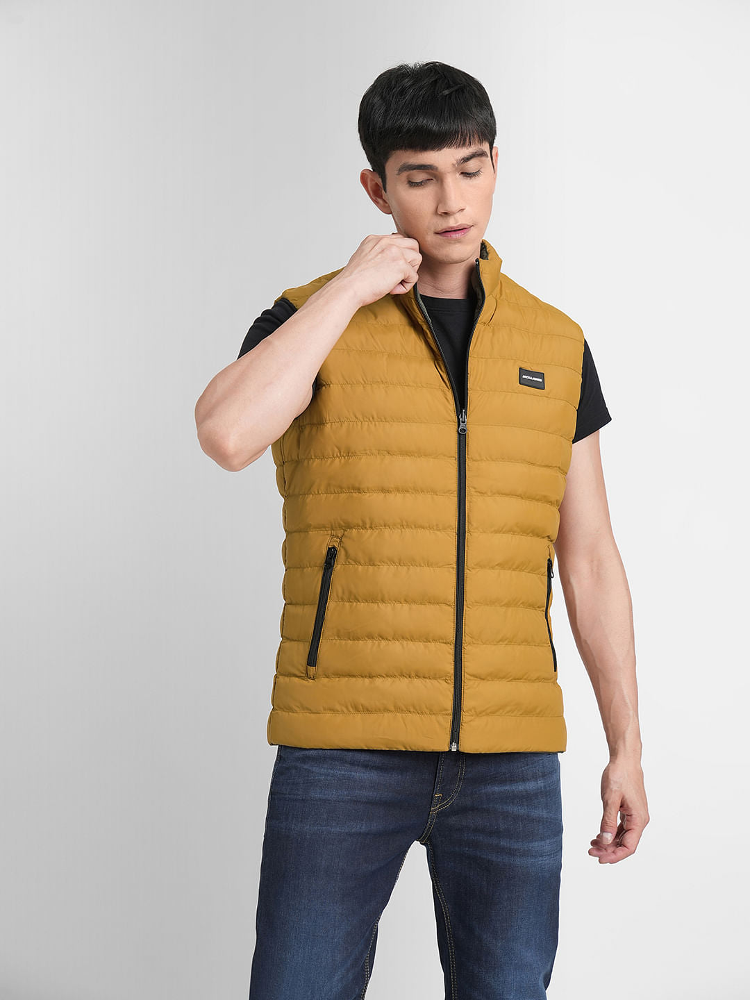 Green High Neck Puffer Vest