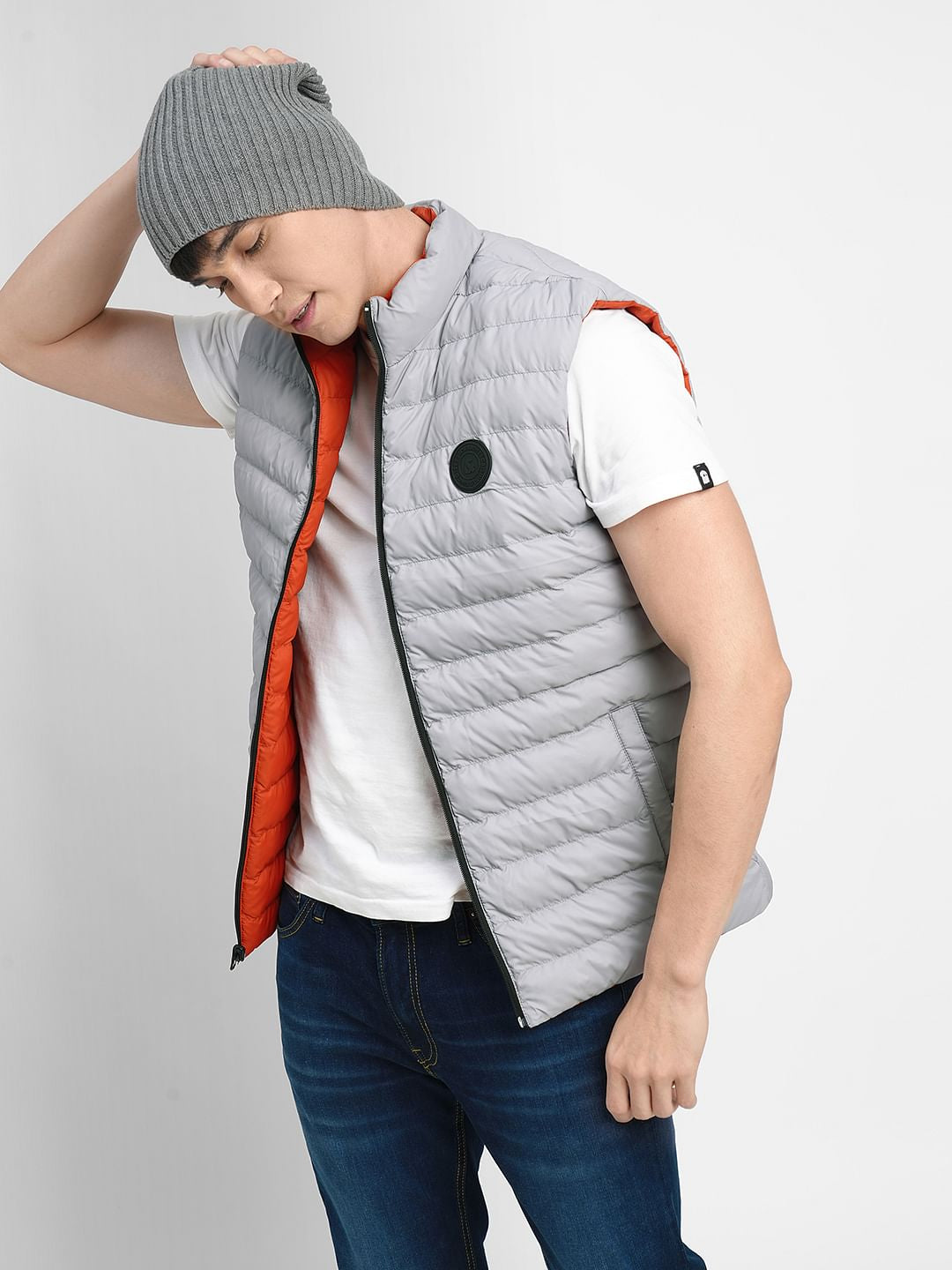 Light Grey Reversible Body Warmer Vest - S