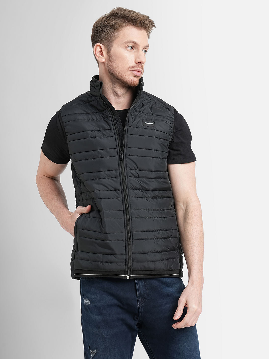 Black Zip-Up Body Warmer Vest