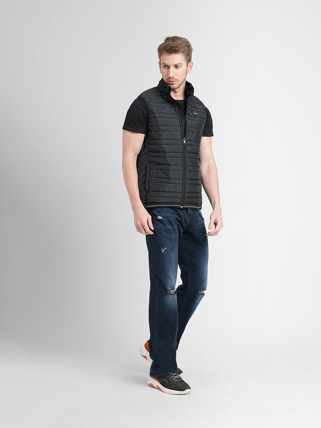 Black Zip-Up Body Warmer Vest
