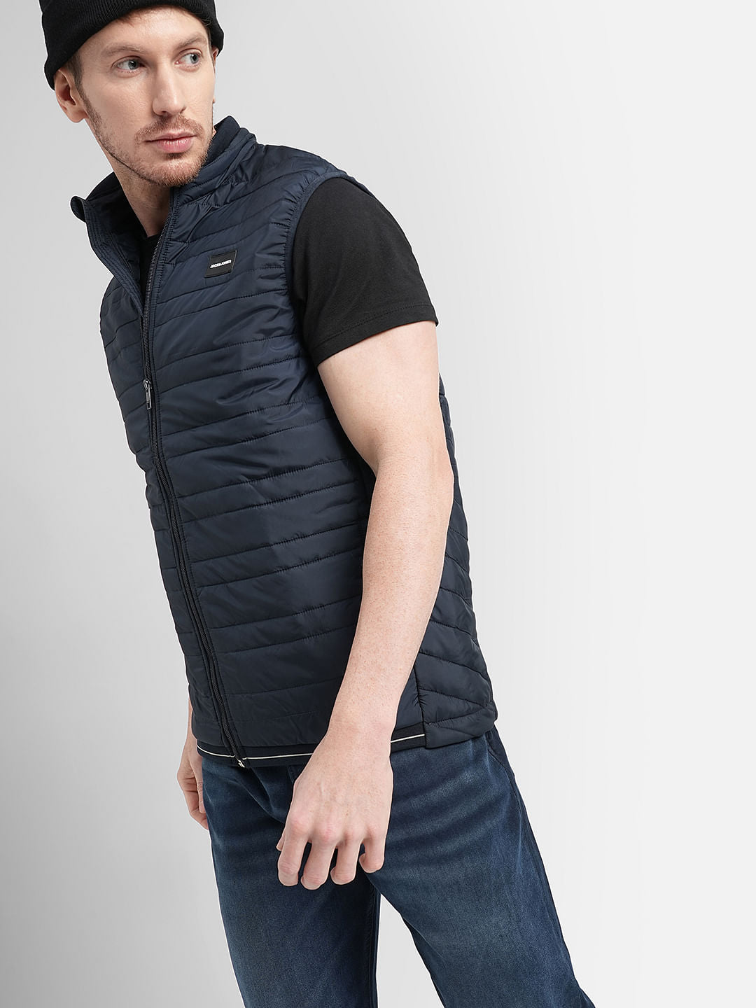 Navy Blue Zip-Up Body Warmer Vest - S
