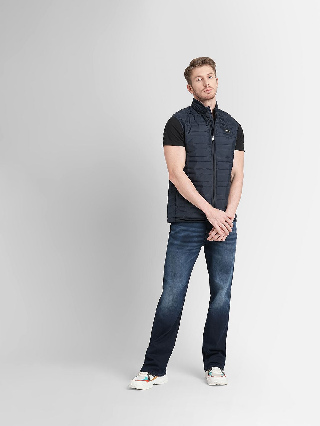 Navy Blue Zip-Up Body Warmer Vest