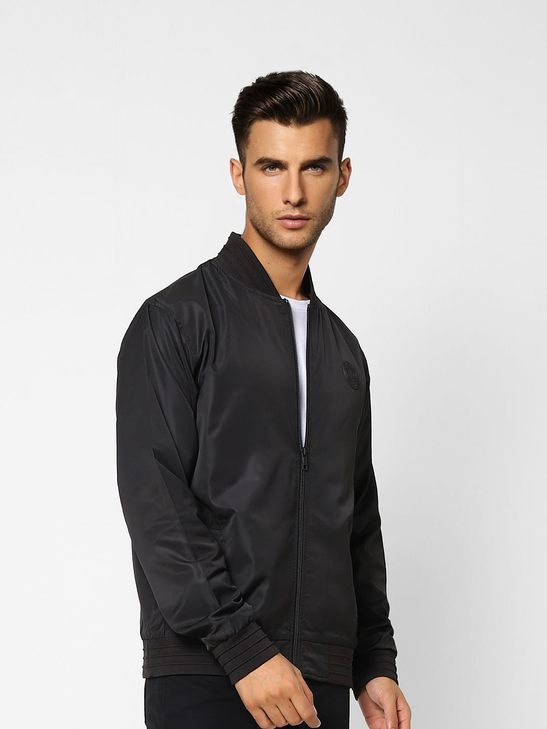 Black Zip-Up Casual Jacket