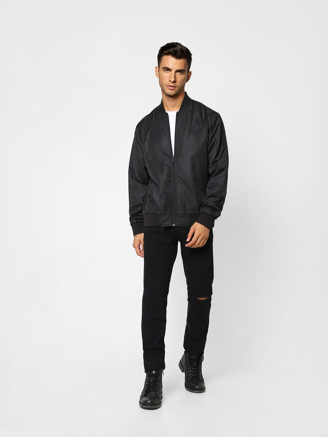 Black Zip-Up Casual Jacket