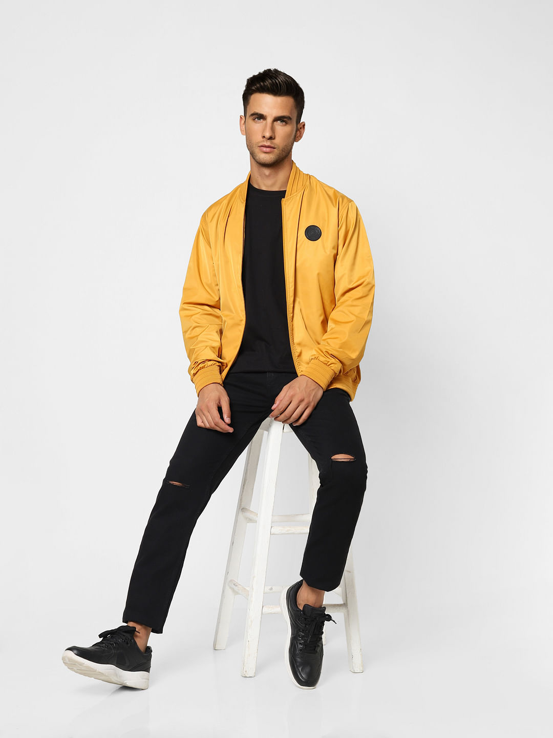 Yellow Zip-Up Casual Jacket - S