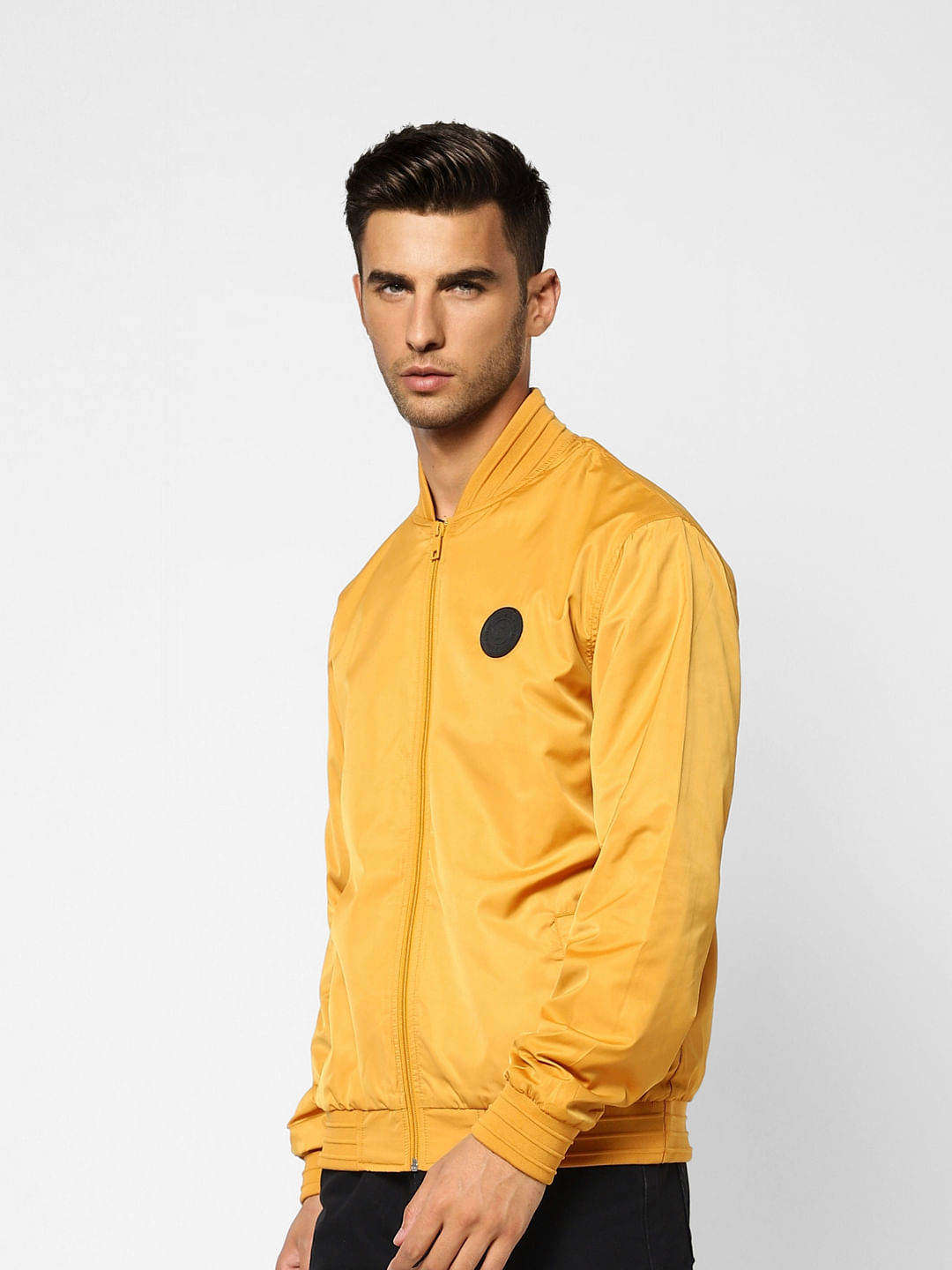 Yellow Zip-Up Casual Jacket