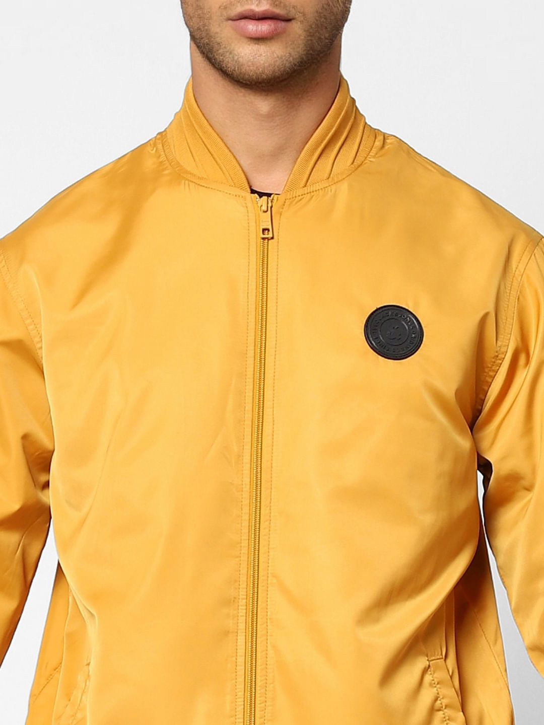 Yellow Zip-Up Casual Jacket