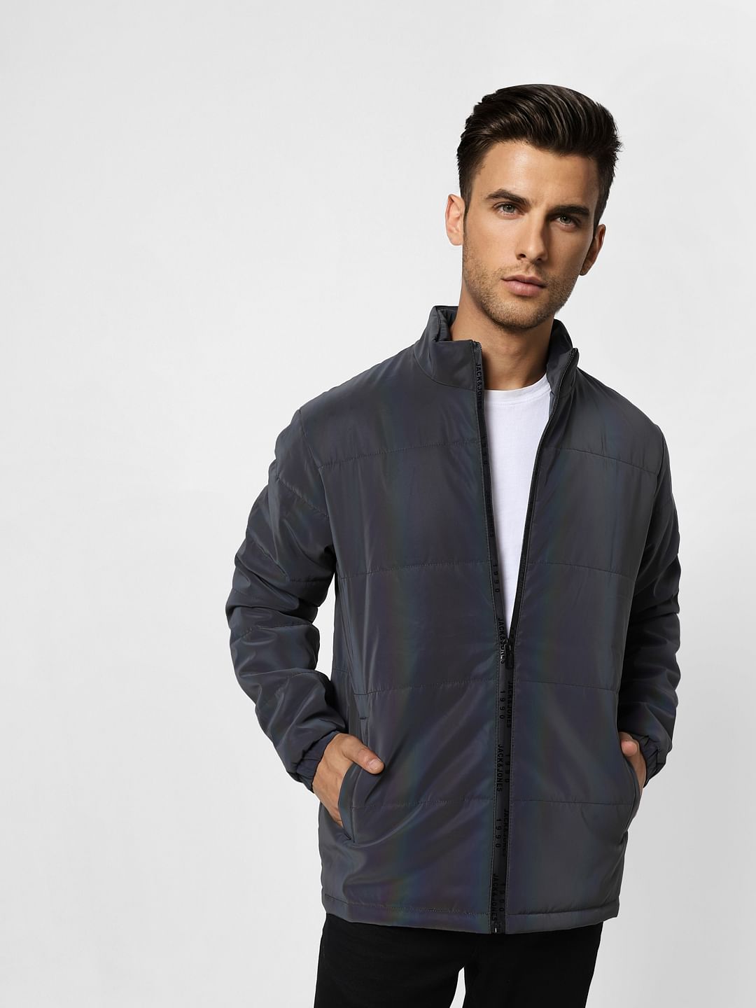 Grey Reflective Puffer Jacket - S