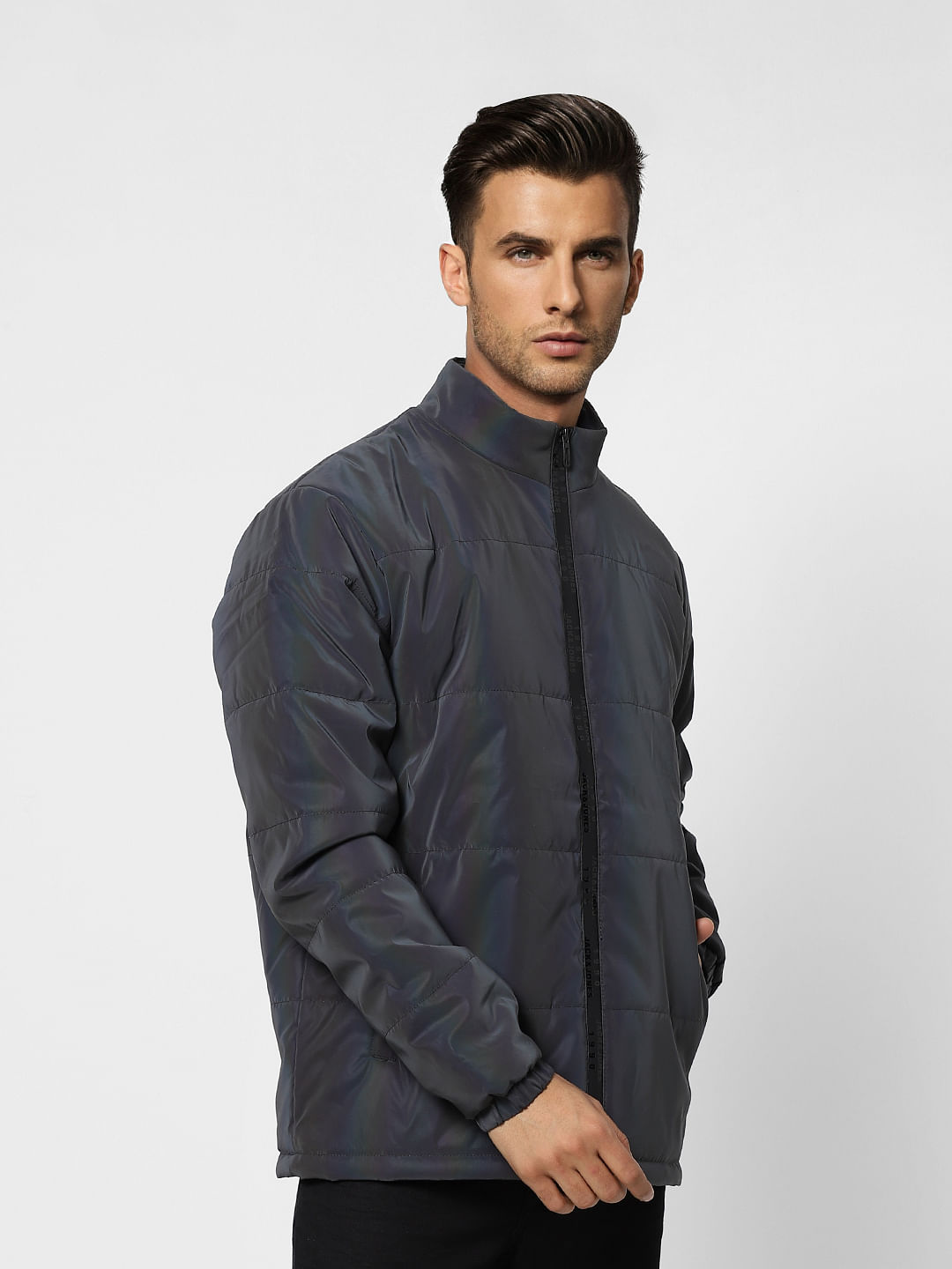 Grey Reflective Puffer Jacket