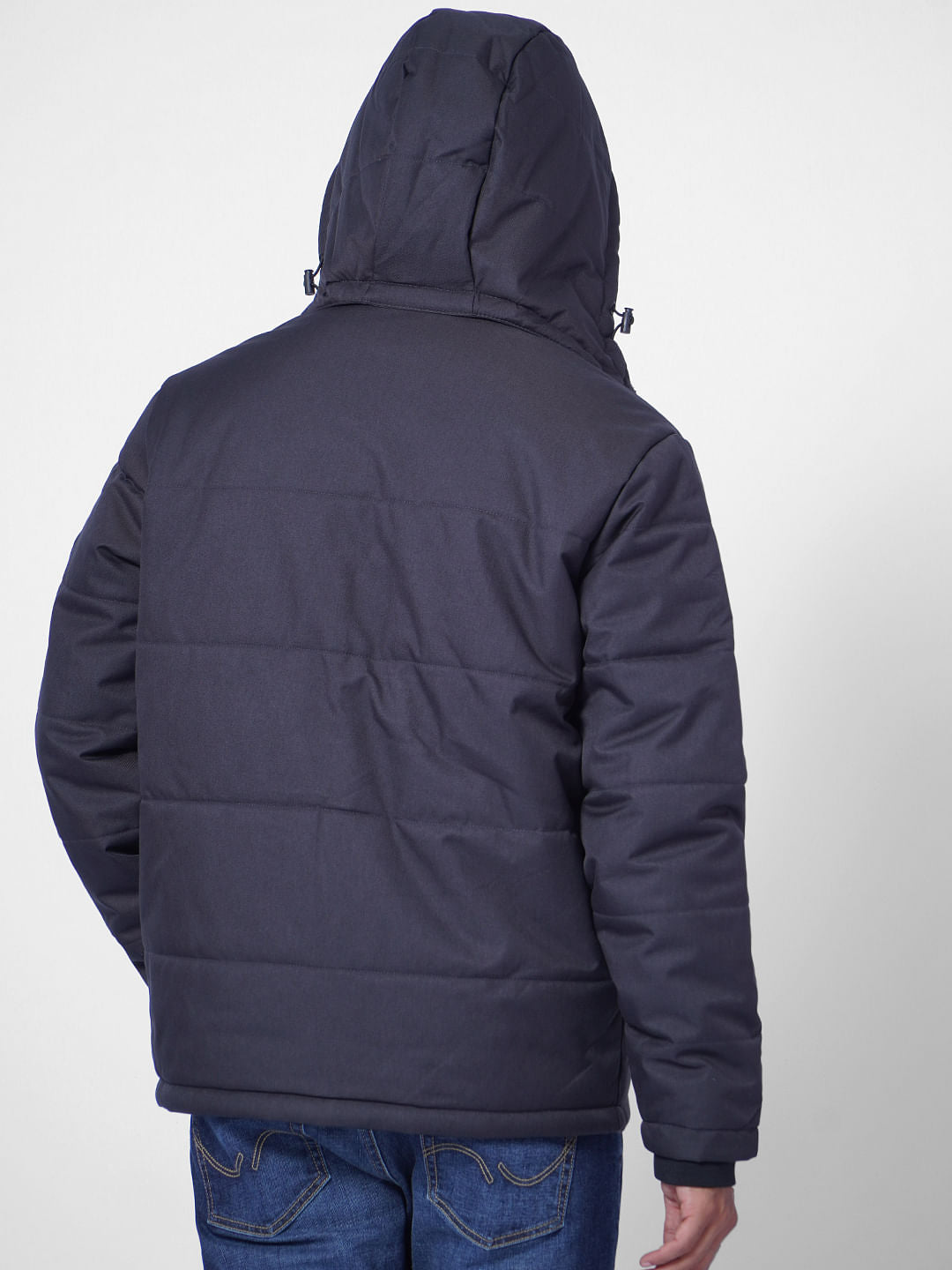 Black High Neck Hooded Puffer Jacket