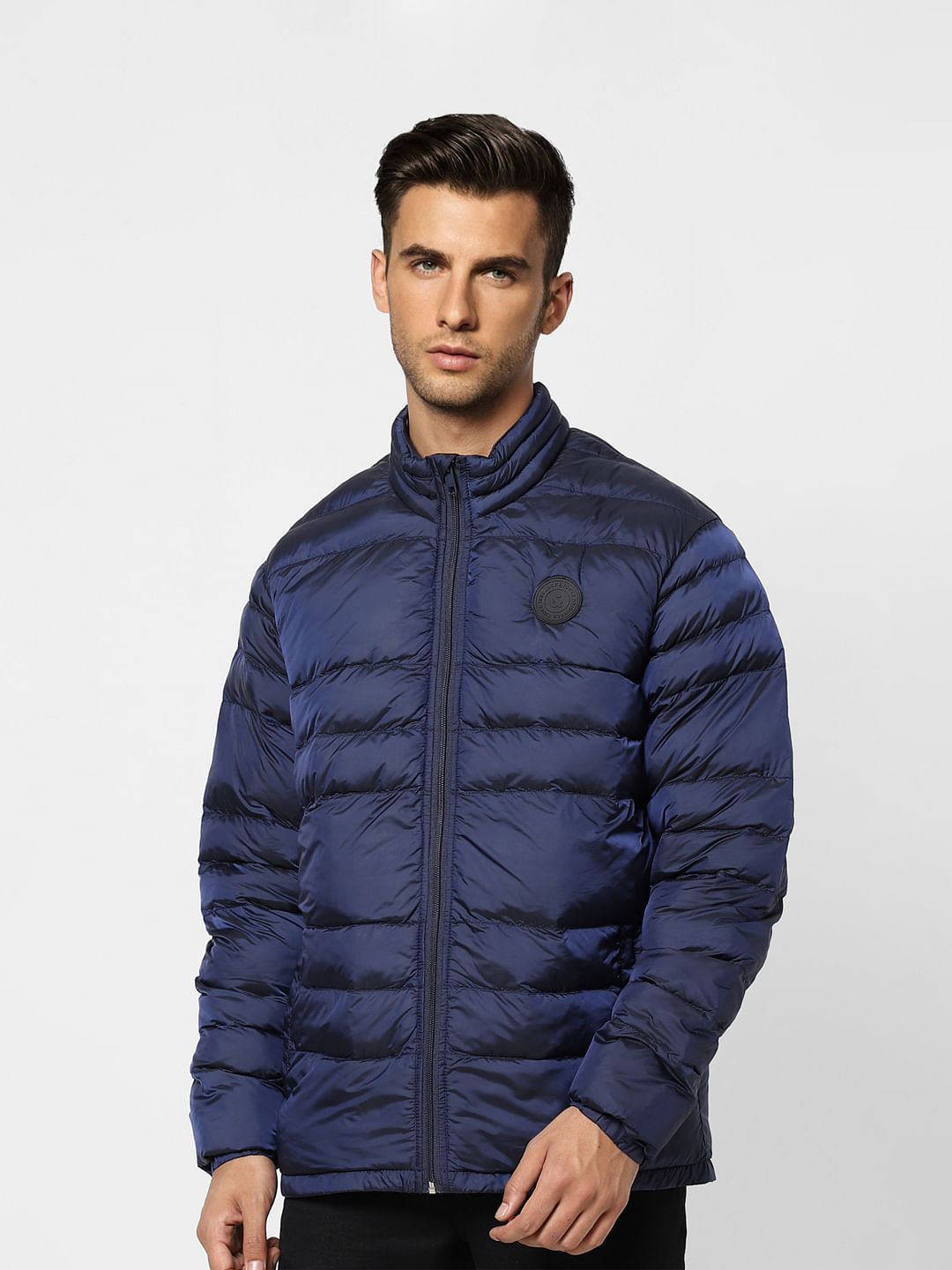 Dark Blue High Neck Puffer Jacket