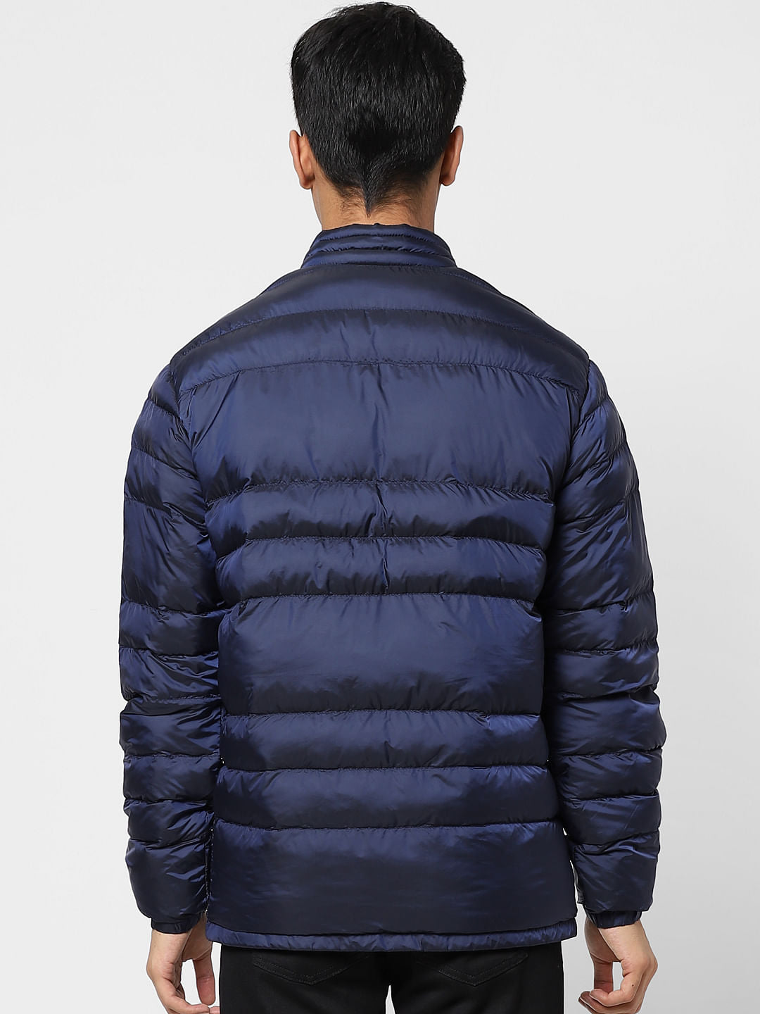 Dark Blue High Neck Puffer Jacket