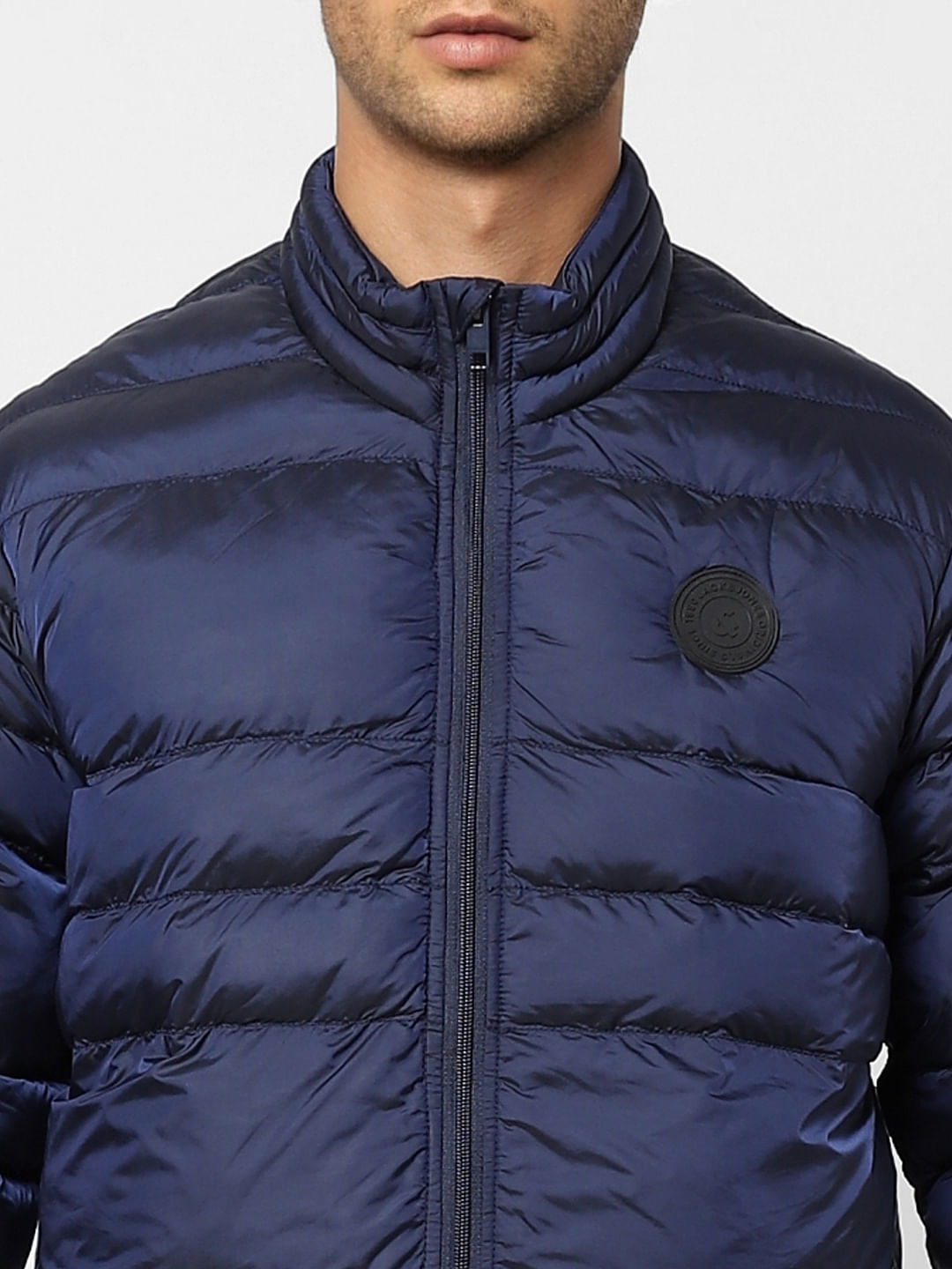 Dark Blue High Neck Puffer Jacket