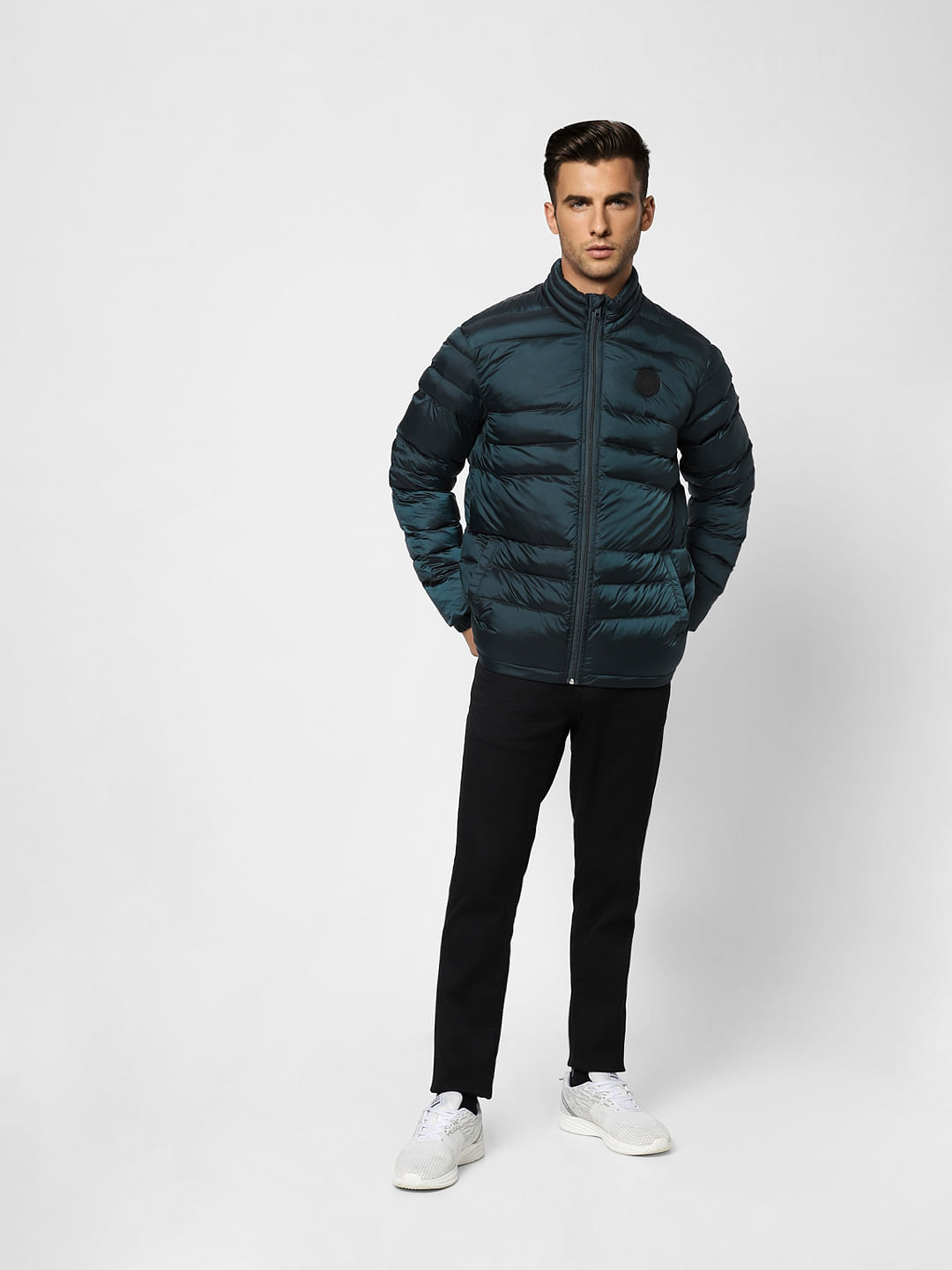 Dark Green High Neck Puffer Jacket