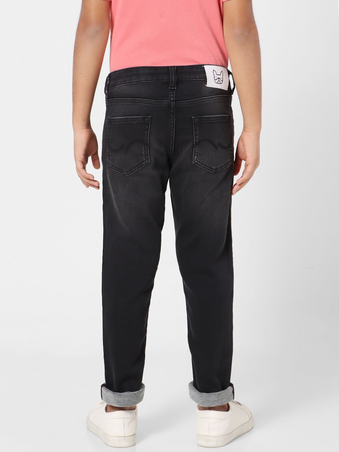 Boys Black Mid Rise Clark Straight Jeans