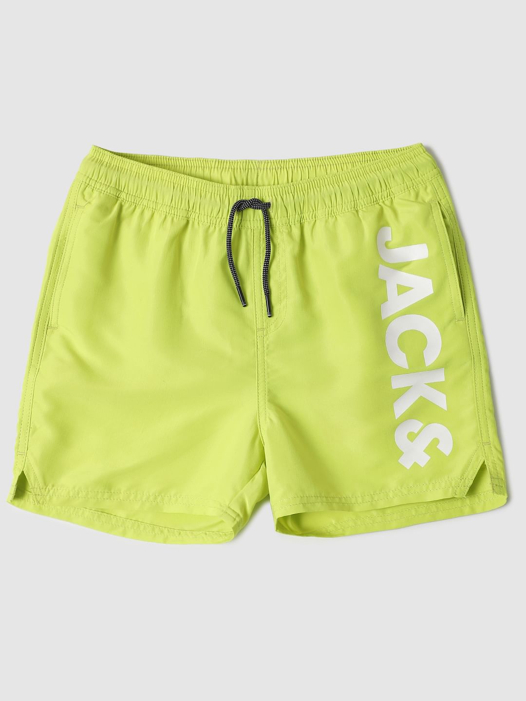 Boys Green Mid Rise Logo Print Swimshorts - 128/8Y