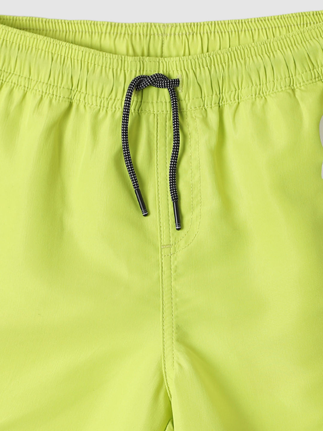 Boys Green Mid Rise Logo Print Swimshorts