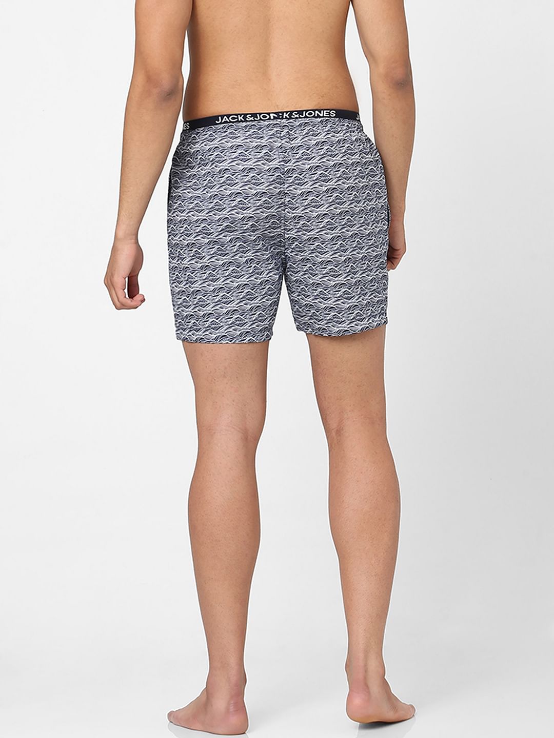 Dark Blue Wave Print Boxers