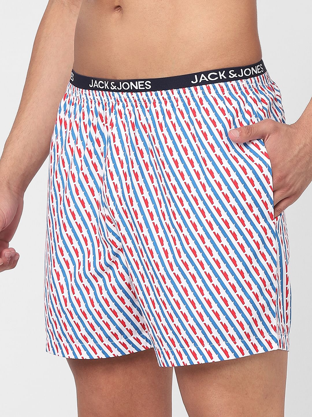White & Blue Printed Boxers