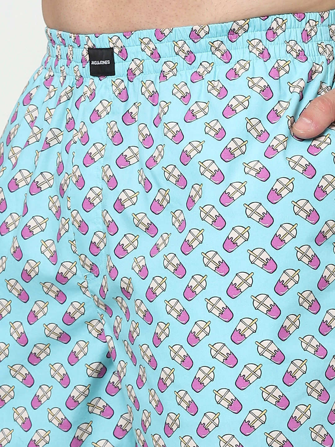 Light Blue Printed Boxers