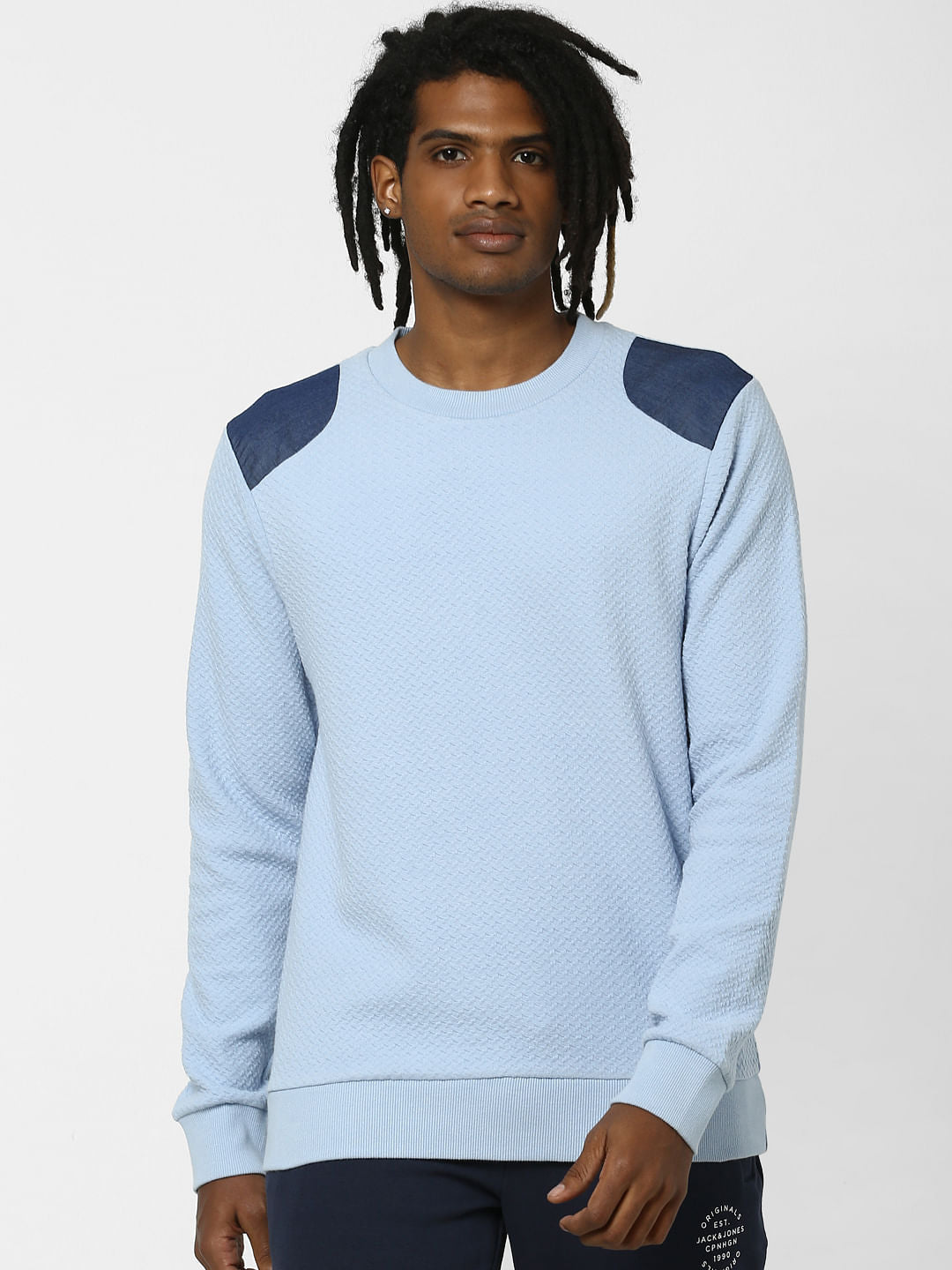 Cashmere Blue Textured Sweatshirt