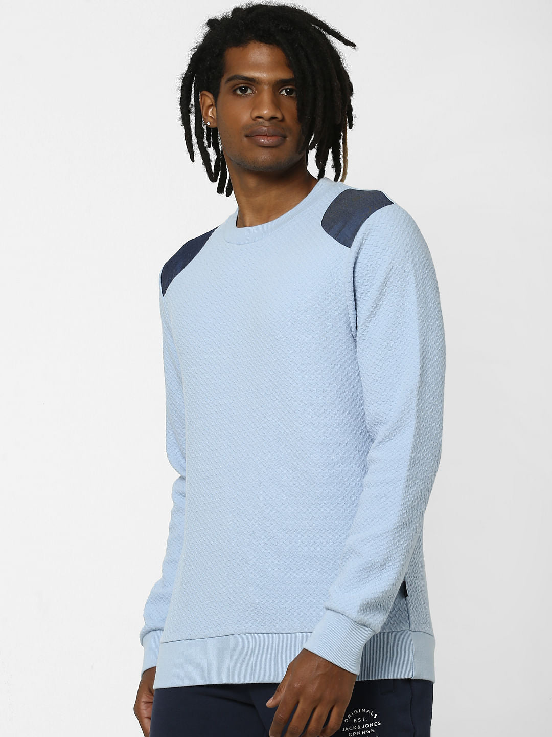 Cashmere Blue Textured Sweatshirt