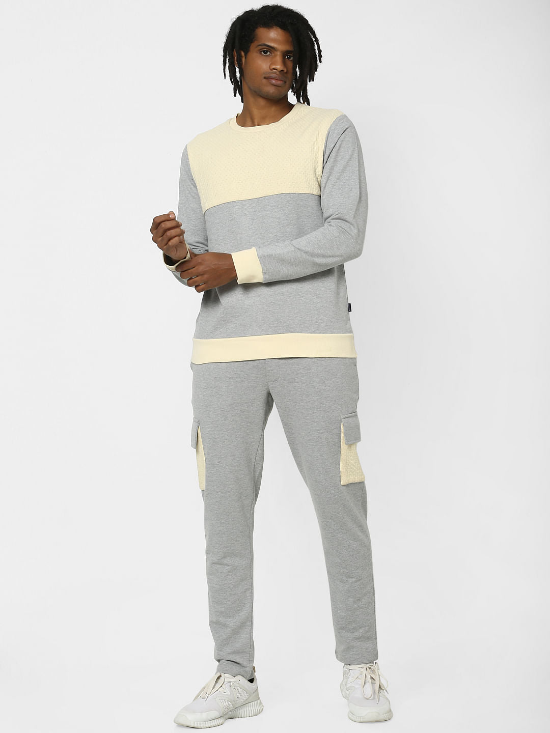 Grey Colourblocked Sweatshirt - S