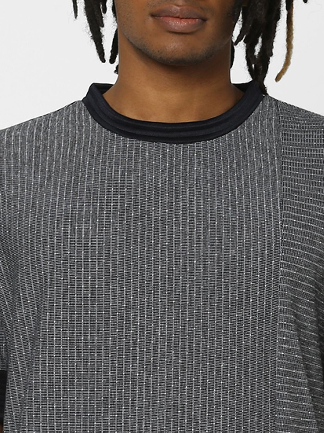 Dark Grey All Over Print Crew Neck T-shirt