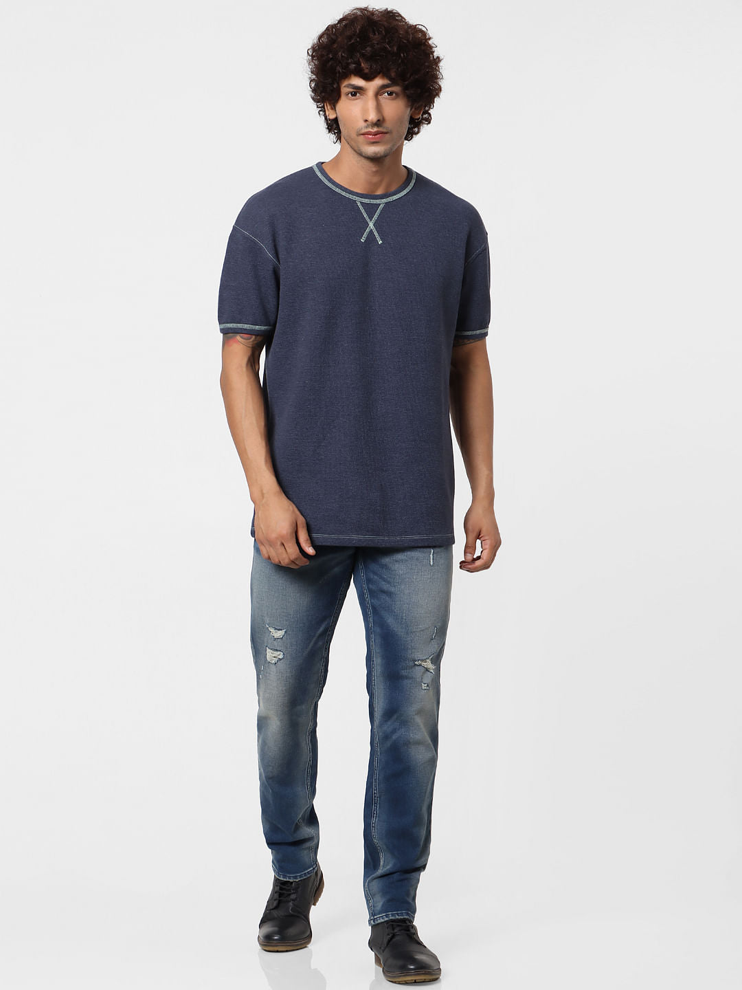 Blue Tipping Crew Neck T-shirt