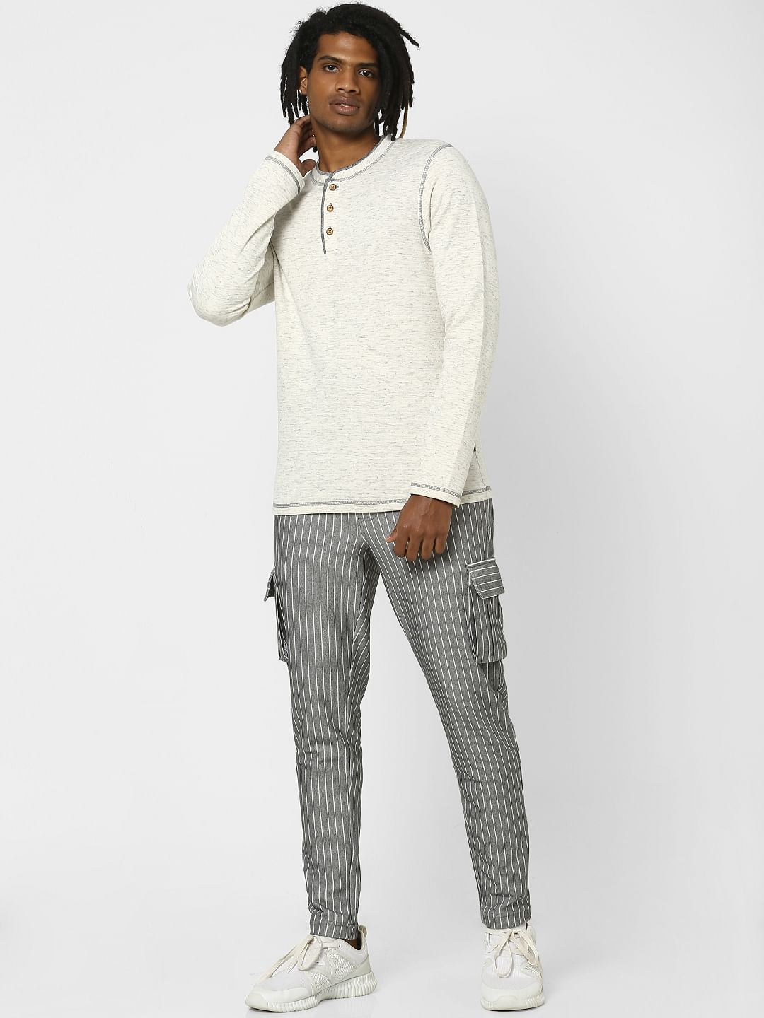 Grey Henley Neck Tshirt - S