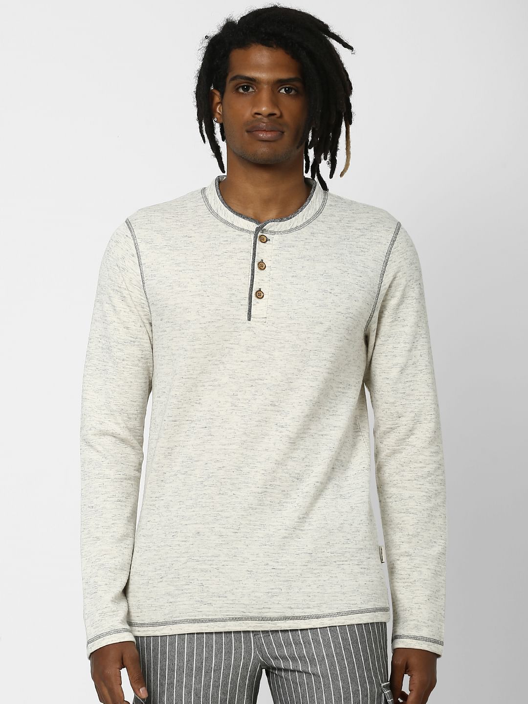 Grey Henley Neck Tshirt