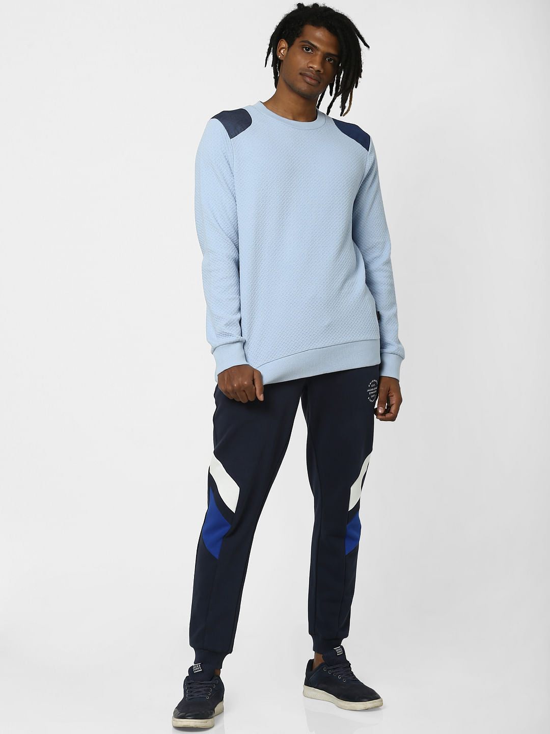 Navy Colourblocked Sweatpants - S