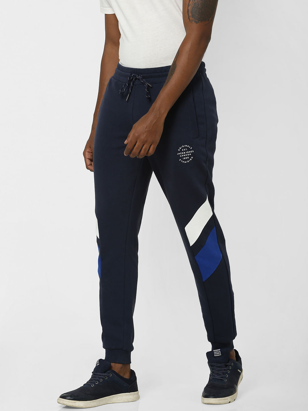 Navy Colourblocked  Sweatpants