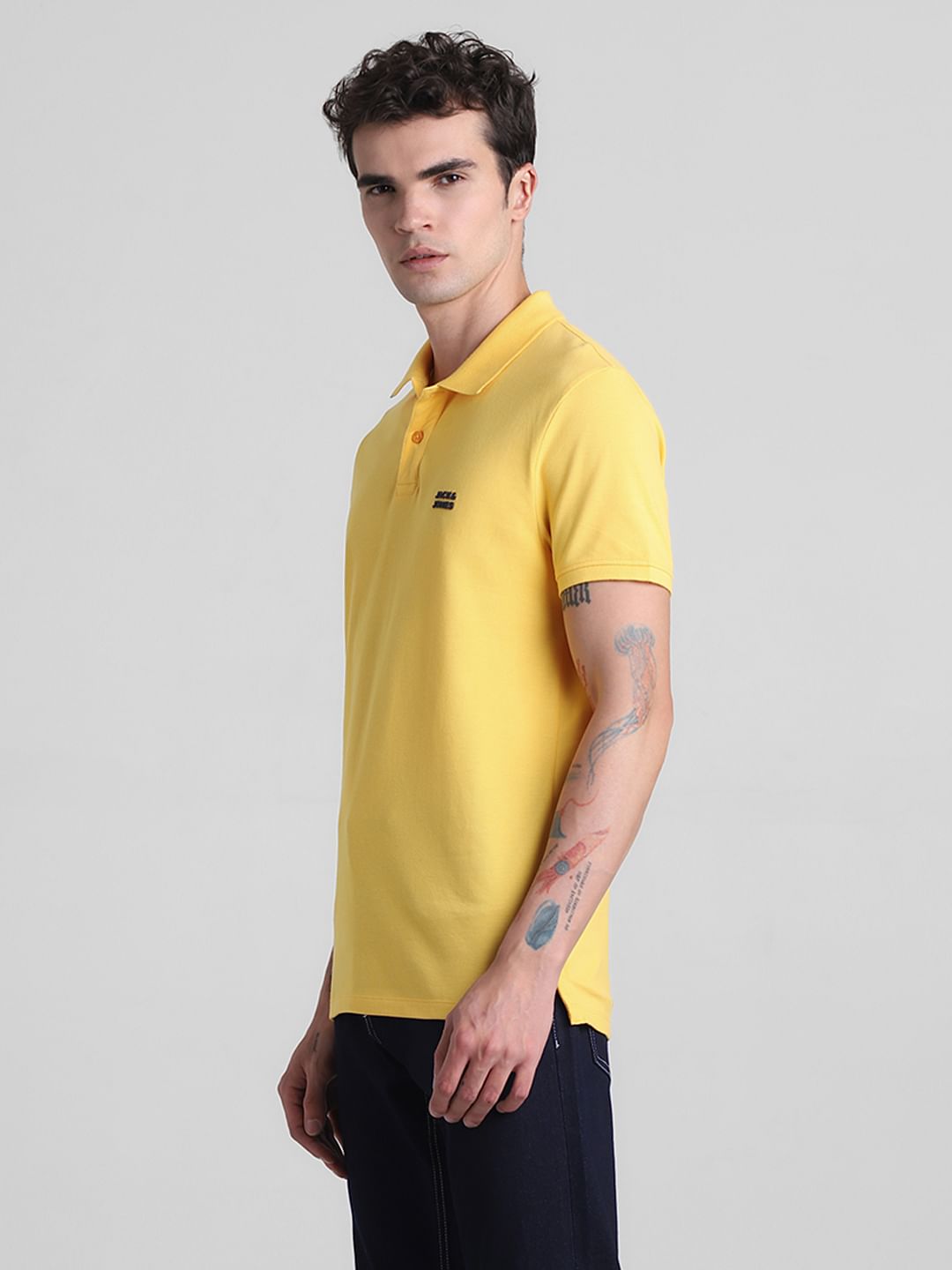 Yellow Cotton Polo T-shirt - S