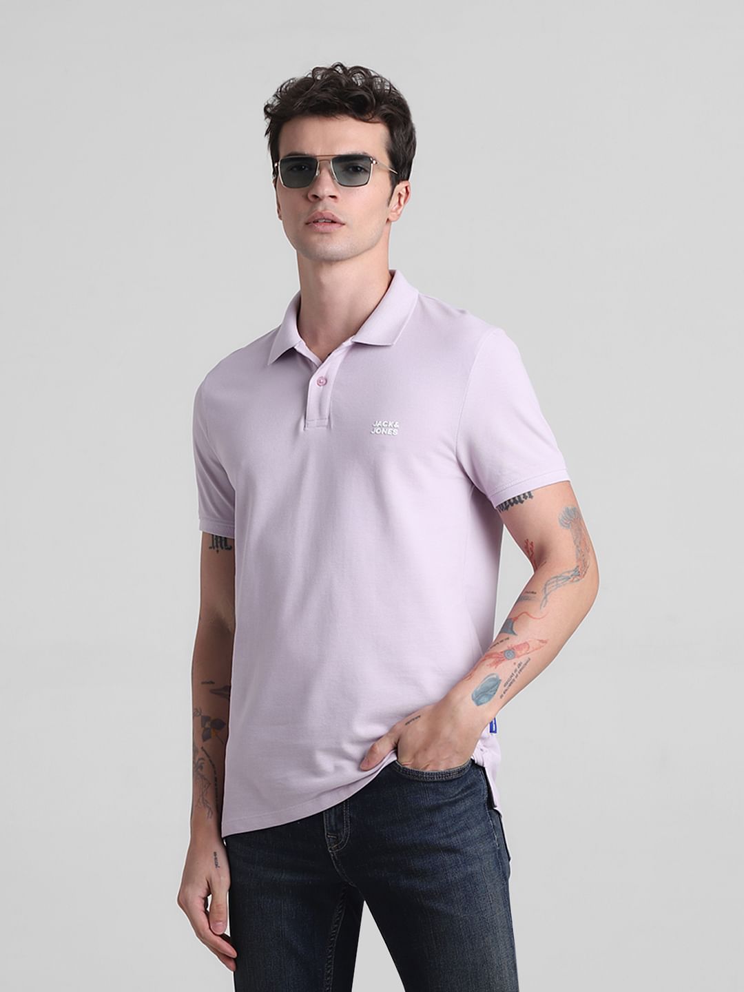 Purple Cotton Polo T-shirt - S