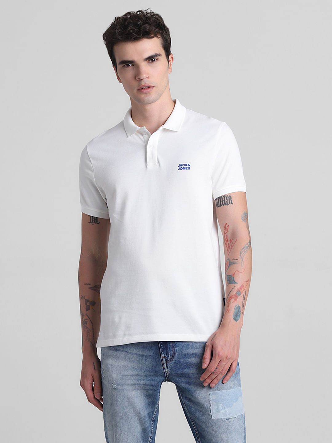 White Cotton Polo T-shirt
