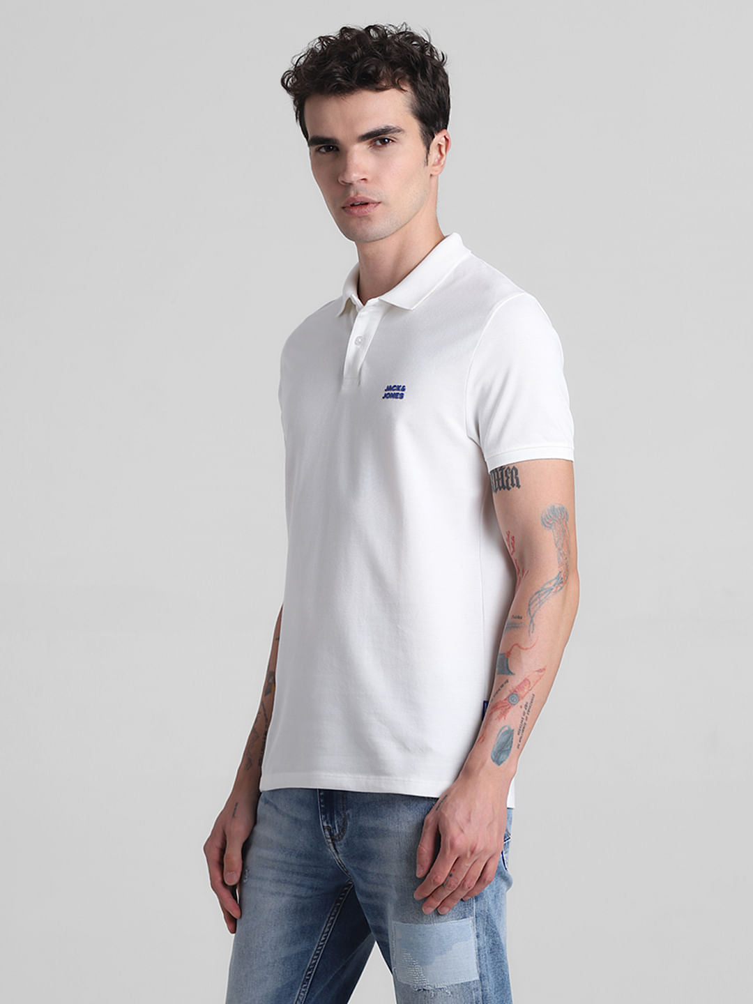White Cotton Polo T-shirt
