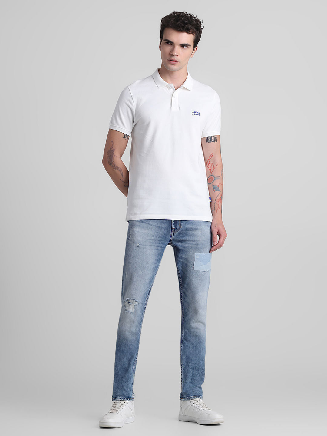 White Cotton Polo T-shirt