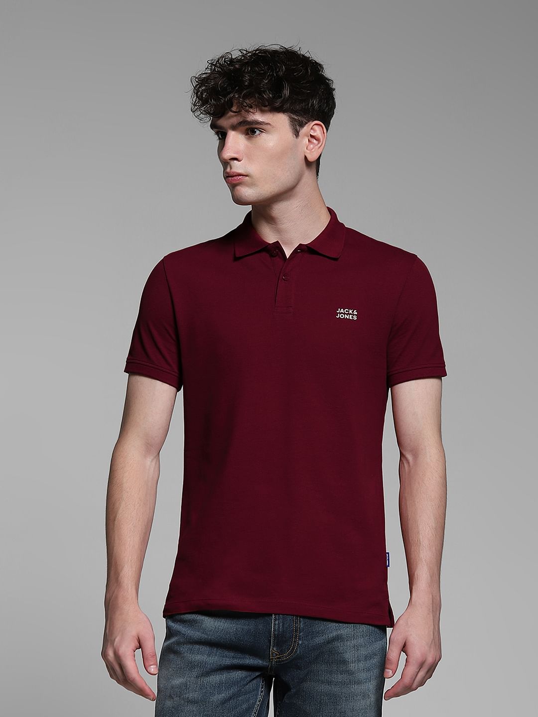 Burgundy Logo Print Polo - S