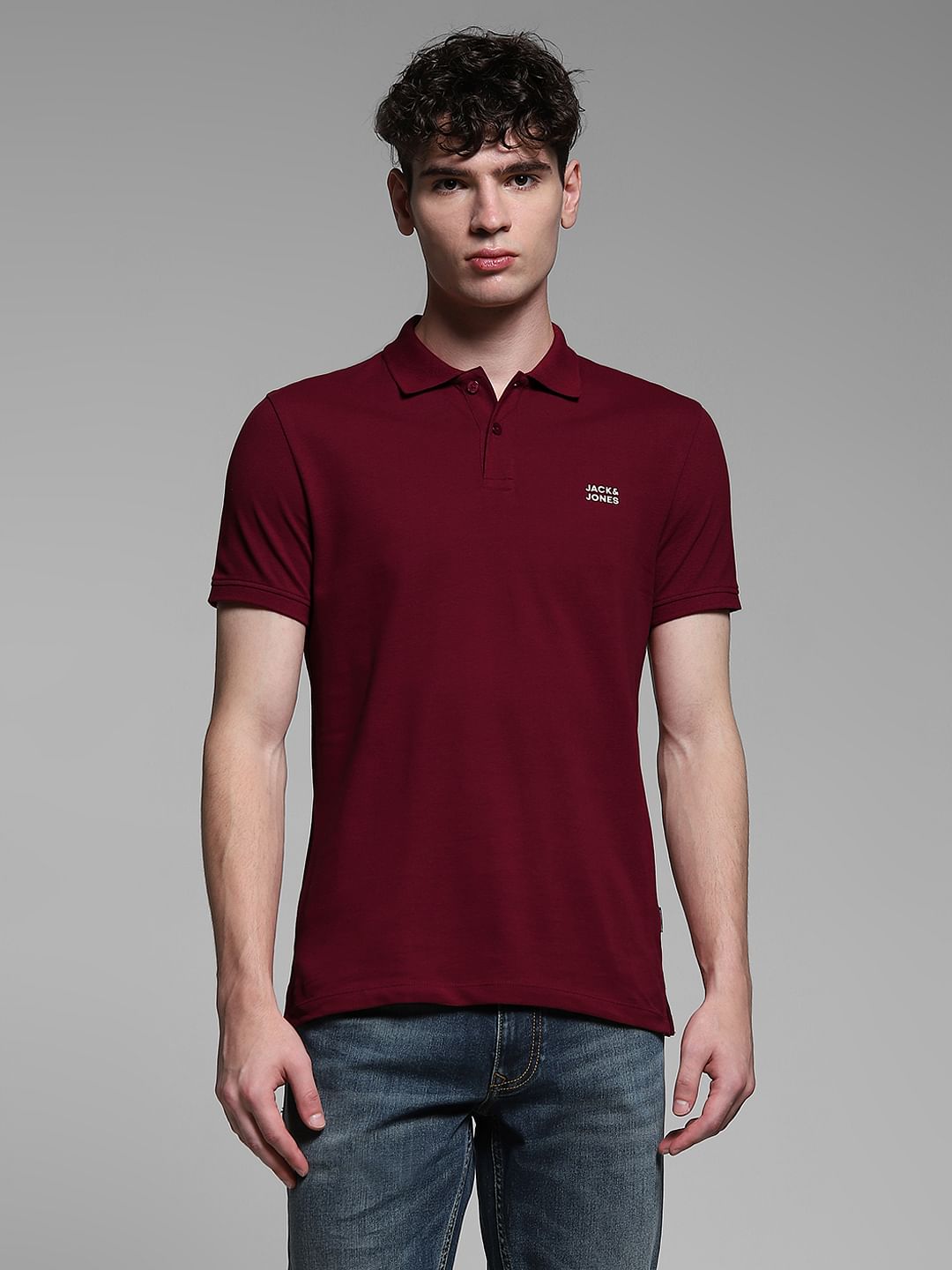 Burgundy Logo Print Polo