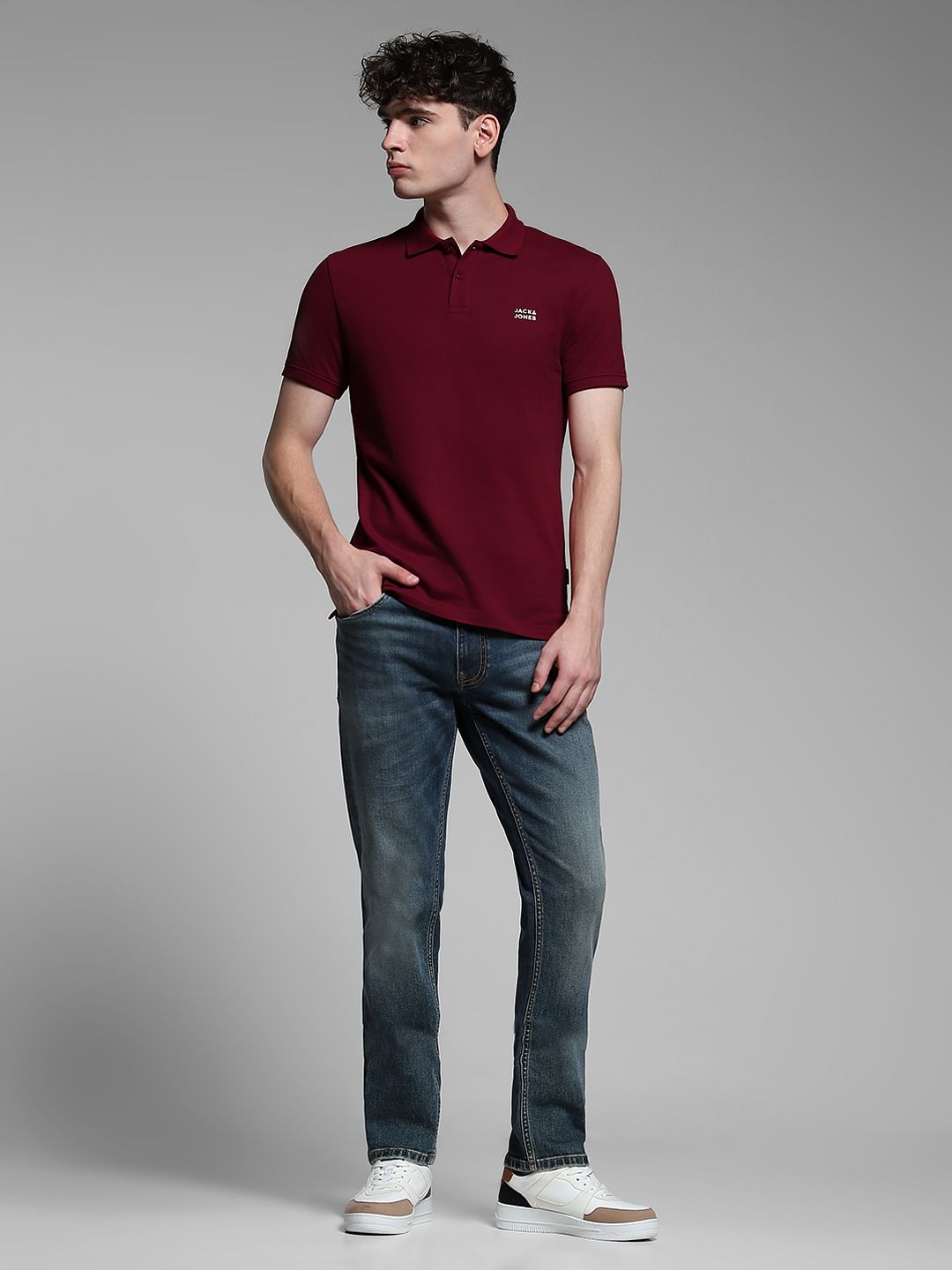 Burgundy Logo Print Polo