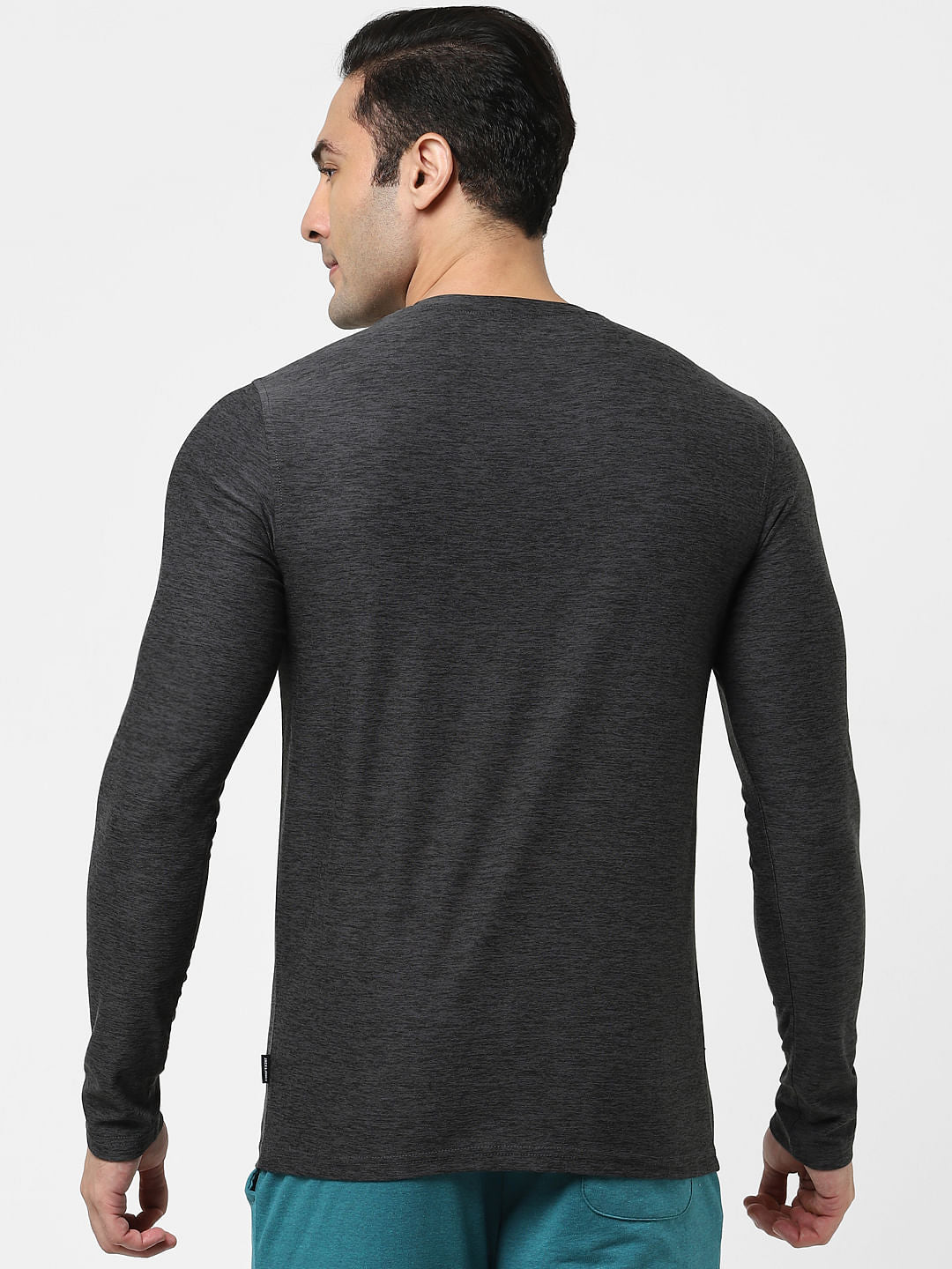 Grey Full Sleeves Crew Neck T-shirt