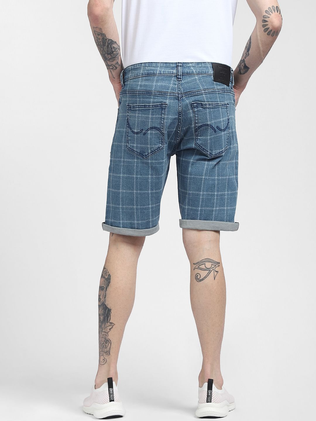 Blue Checks Co-ord Denim Shorts