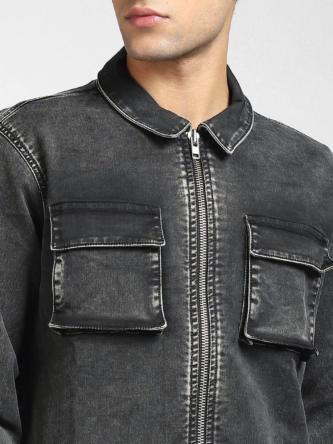 Black Washed Denim Jacket