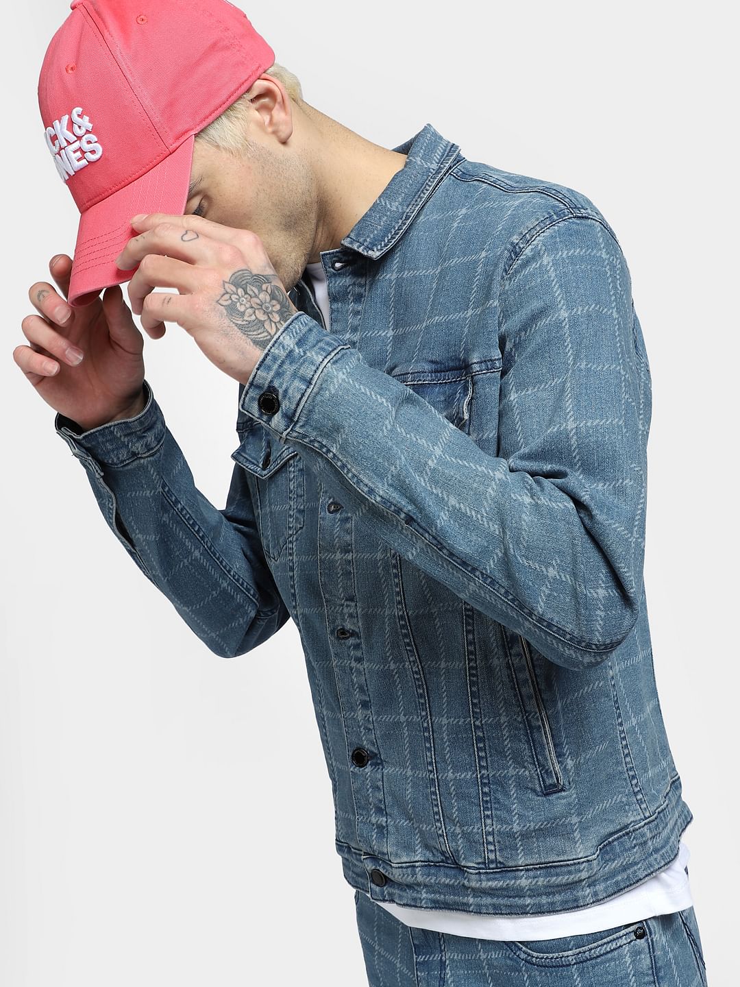 Blue Checks Co-ord Denim Jacket - S