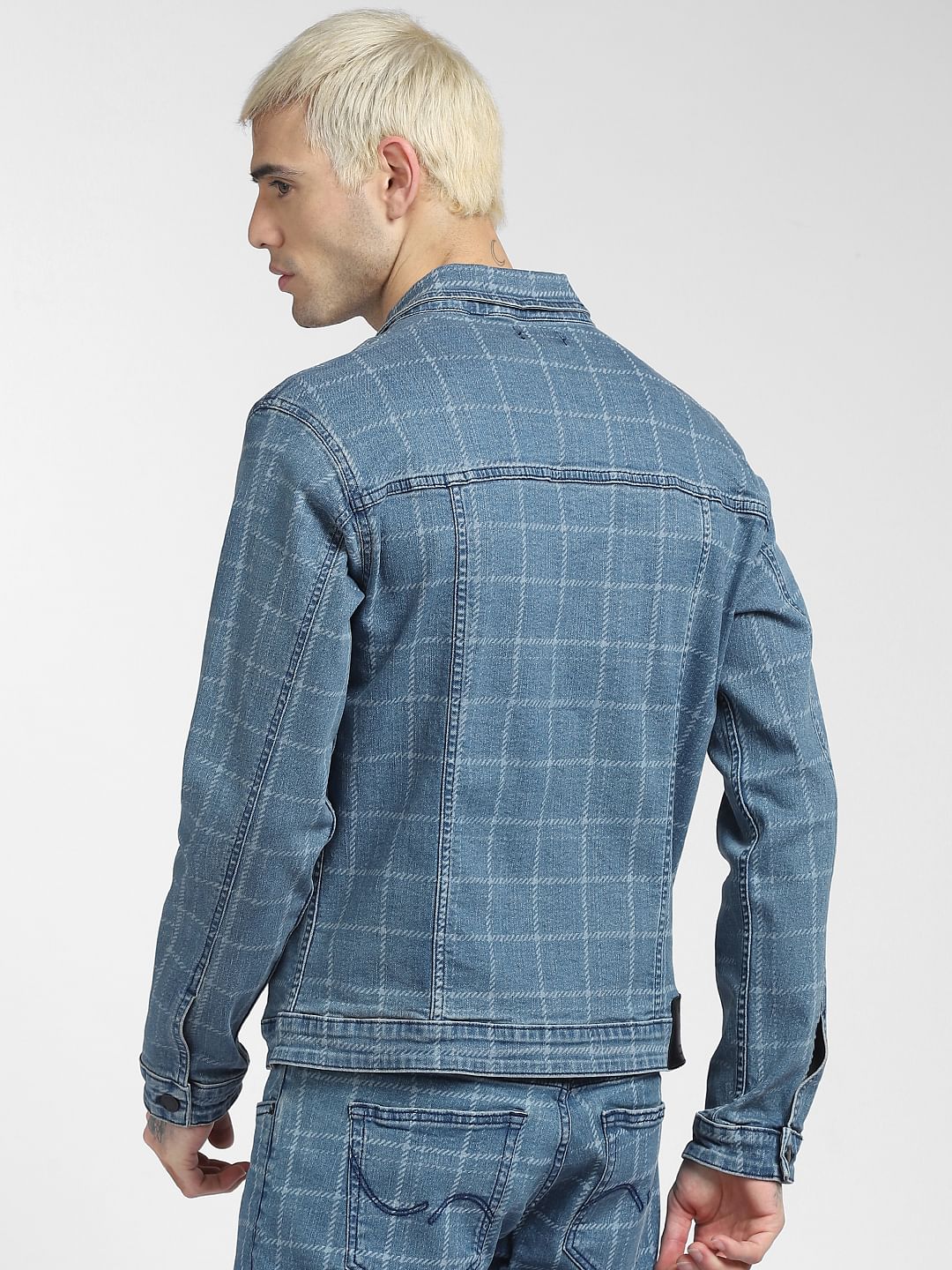 Blue Checks Co-ord Denim Jacket